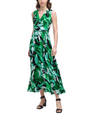Calvin Klein Floral-Print V-Neck Wrap Maxi Dress \u0026 Reviews - Dresses -  Women - Macy's